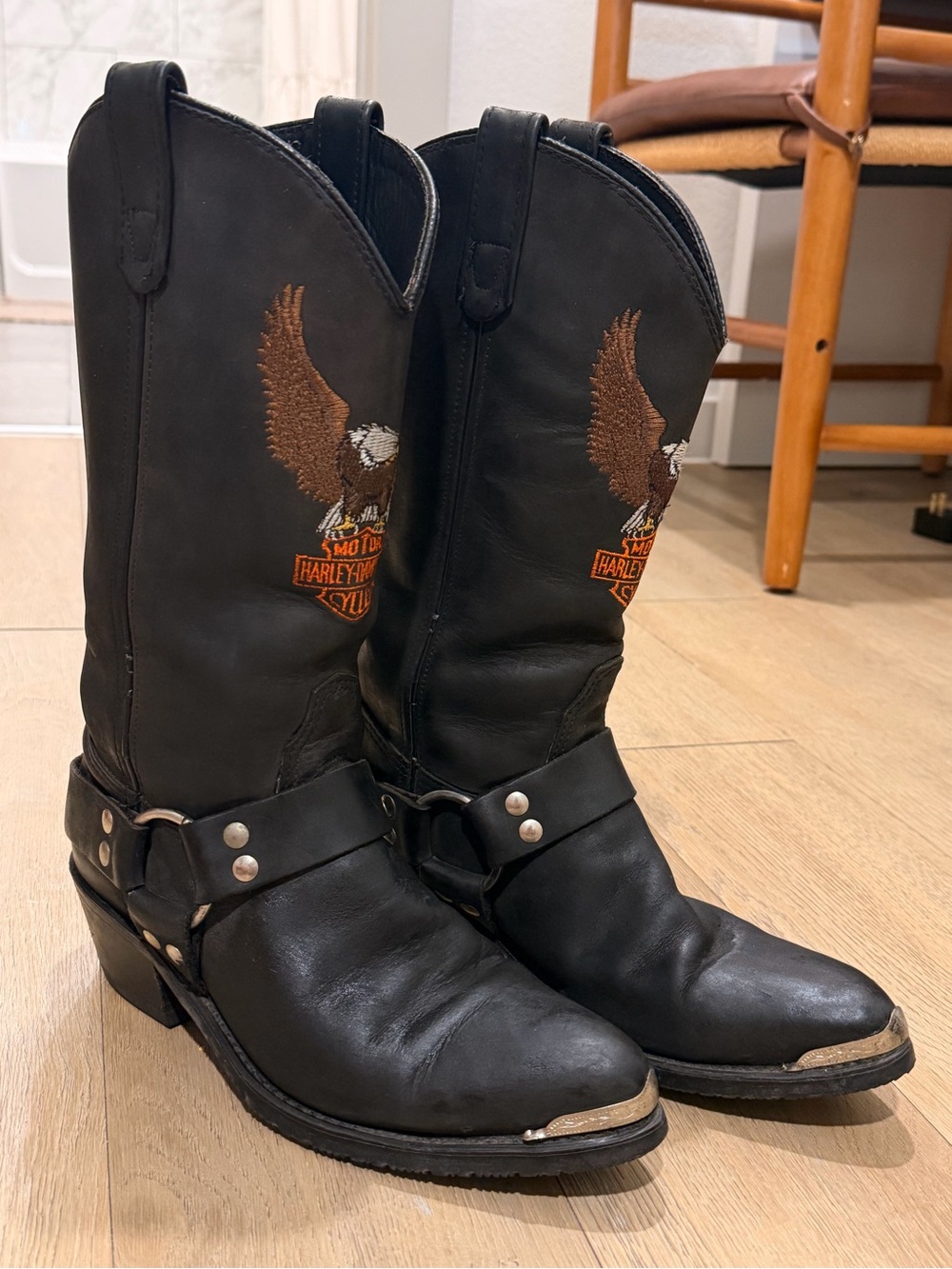 RARE Harley-Davidson Black Leather Harness Boots with Silver Accents size 9.5 - Picture 3 of 6